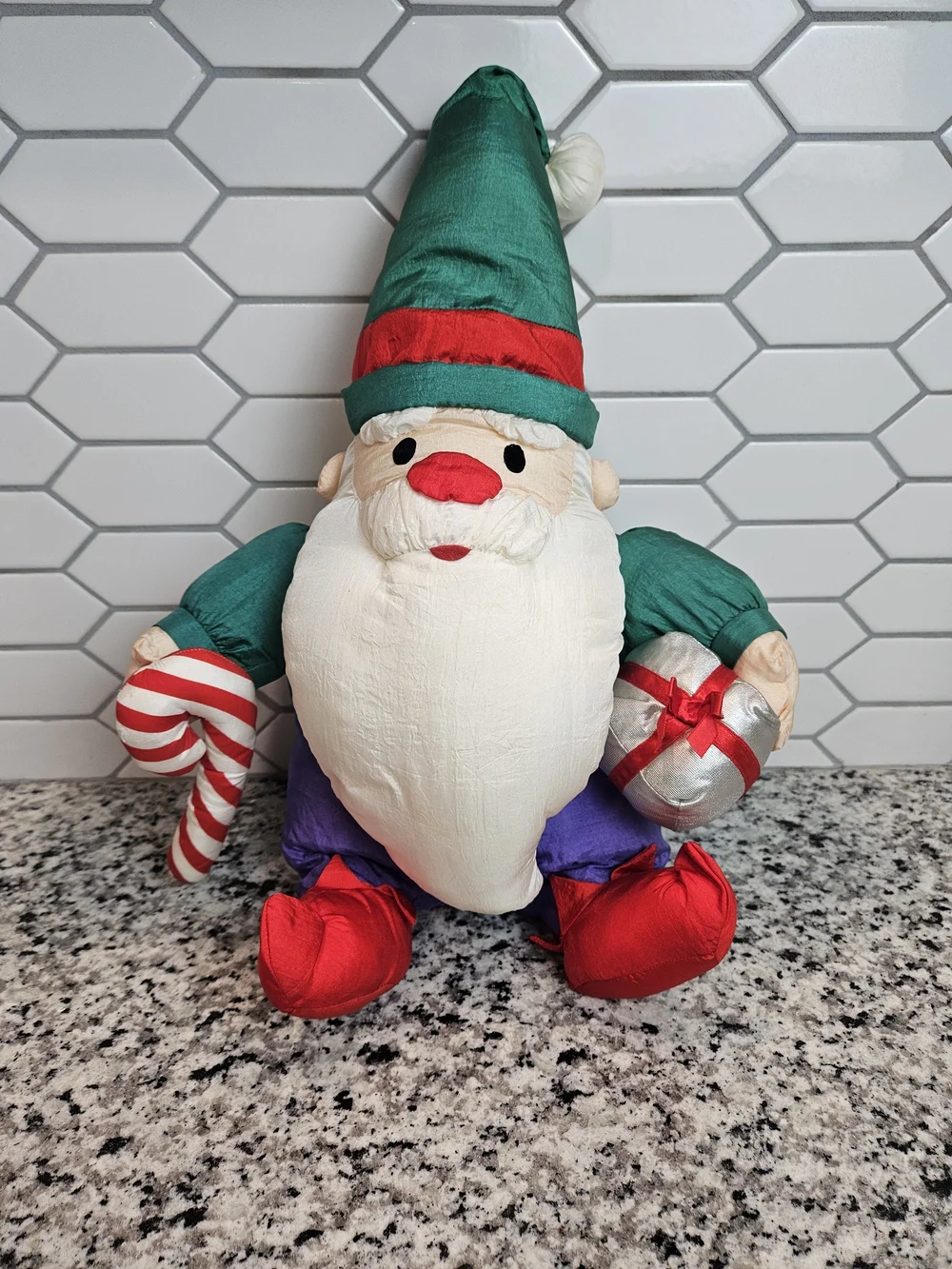 Vintage Parachute Style Plush Santa Gnome
